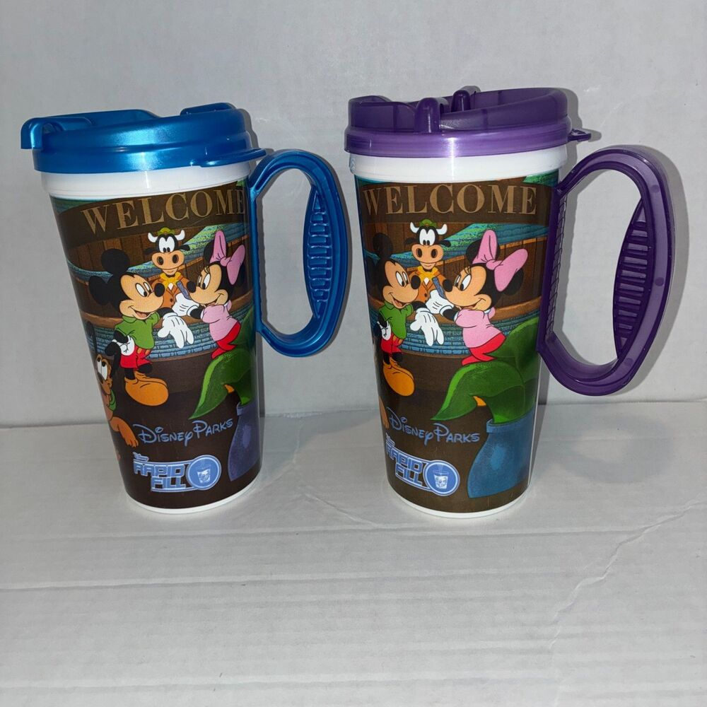 Disney Parks Resort Rapid Fill Refillable Travel Mugs Set of 2